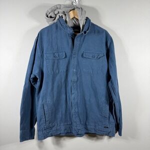 RVCA Hooded Shacket Button Down Shirt Blue Size XL
